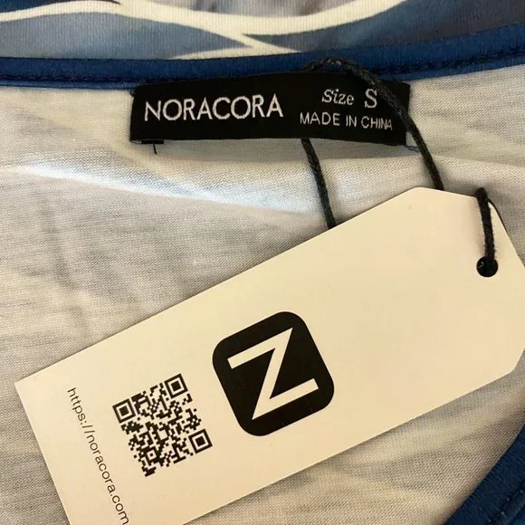 Noracora NWT Abstract Print Blouse Size Small Asymmetrical Neckline Long Sleeve - Picture 5 of 7